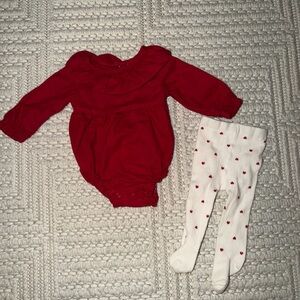 Carter's Red Ruffle Bodysuit with White Tights